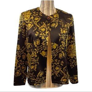 Vintage silk single button jacket floral design